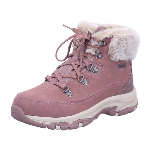 Skechers Damen Trego Snow Worries Stiefelette, Mauve Suede/Duraleather/Faux Fur, 37.5 EU von Skechers