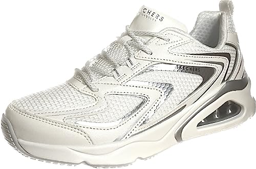 Skechers Damen Tres-air Vision-luftig Sneaker, White Duraleather Mesh Silver Hot Melt Tr, 40 EU von Skechers