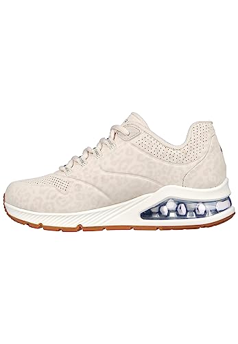 Skechers Damen UNO 2-In-Kat-Neato Sneaker, Grau-weißes Durabuck-Netzgewebe mit Leopardenmuster, 38.5 EU von Skechers