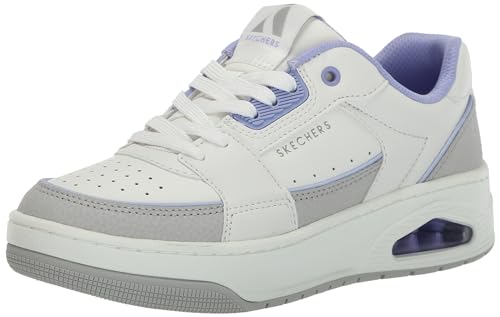 Skechers Damen UNO Court Sneakers, Lav Duraleather Besatz aus Leder, Weiß, 36 EU von Skechers