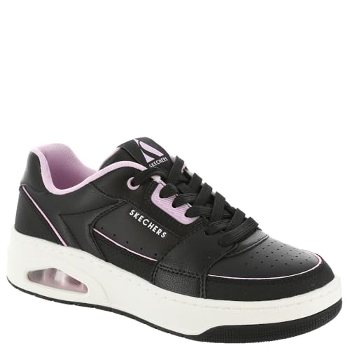 Skechers Damen Court UNO Gericht, Schwarzer Lederbesatz mit rosa Duraleather, 41 EU von Skechers