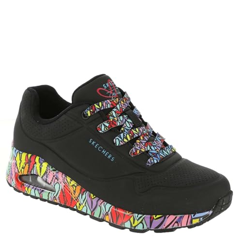 Skechers Damen UNO Ravaged Love Sneaker, Black Duraleather/Multi Trim, 41 EU Skechers Damen UNO Ravaged Love Sneaker, Black Duraleather/Multi Trim, 41 EU von Skechers