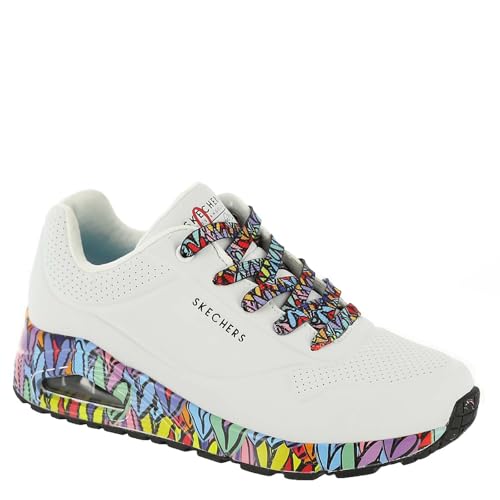 Skechers Damen UNO Ravaged Love Sneaker, White Duraleather/Multi Trim, 39.5 EU Skechers Damen UNO Ravaged Love Sneaker, White Duraleather/Multi Trim, 39.5 EU von Skechers