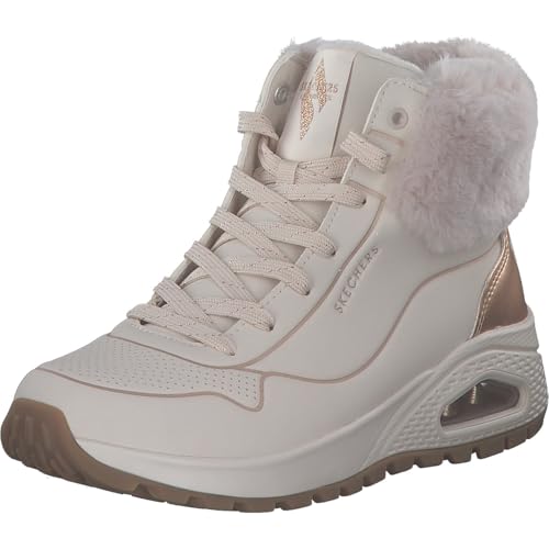 Skechers Damen UNO Rugged Fall Shimmer Stiefelette, Natural Durabuck/Gold Metallic/Faux Fur, 40 EU von Skechers