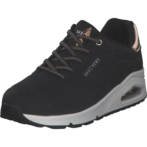 Skechers Damen Uno Shimmer Away Sneaker, Black Durabuck Rose Gold Duraleather Trim, 37 EU Skechers Damen Uno Shimmer Away Sneaker, Black Durabuck Rose Gold Duraleather Trim, 37 EU von Skechers