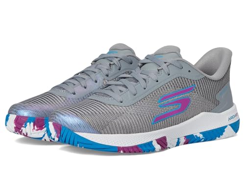 Skechers Damen Viper Court Pro 2.0 Sneaker, Gray Synthetic/Textile/Multi Trim, 41 EU von Skechers