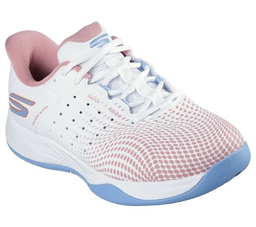 Skechers Damen Viper Court Reload Sneaker, White Synthetic Textile Blue Trim, 37 EU von Skechers
