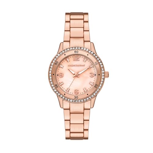 Skechers Deelane Damen-Armbanduhr mit drei Zeigern, Rotgold-Legierung, Pink von Skechers