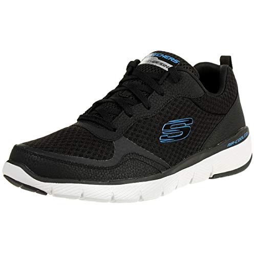 Skechers FLEX ADVANTAGE 3.0 Men’s Low-Top Trainers, Black (Black Leather/Mesh/Trim Blk), 8 UK (42 EU) von Skechers