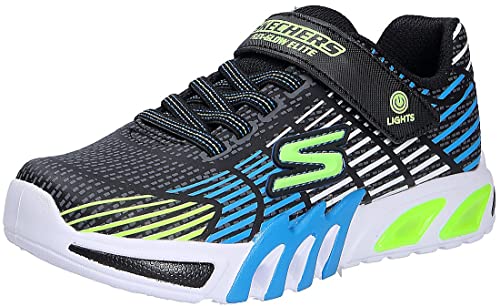 Skechers Jungen Flex-glow Elite Sneaker, Black Synthetic Trim Blue Lime Trim Whi, 24 EU von Skechers