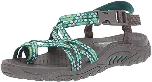 Skechers Frauen Reggae Loopy Offener Zeh Leger Flache Sandalen Gruen Groesse 9.5 US /41 EU von Skechers