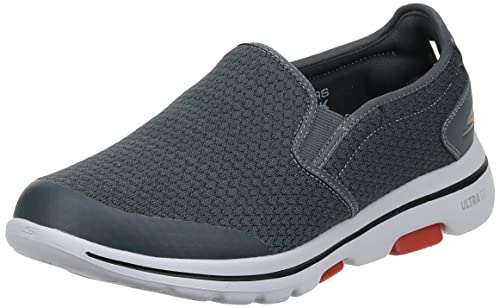 Skechers Herren Gowalk 5 Apprize-Double Gore Slip On Performance Wanderschuh Sneaker, Grey Charcoal Textile Synthetic White Trim Charcoal, 43 EU X-Weit von Skechers