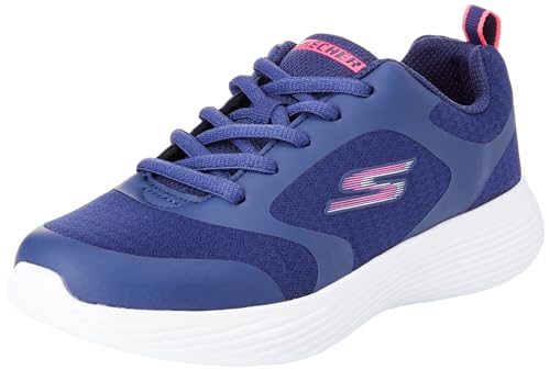 Skechers Girls Sneaker, Navy Textile/Pink Trim, 35 EU von Skechers