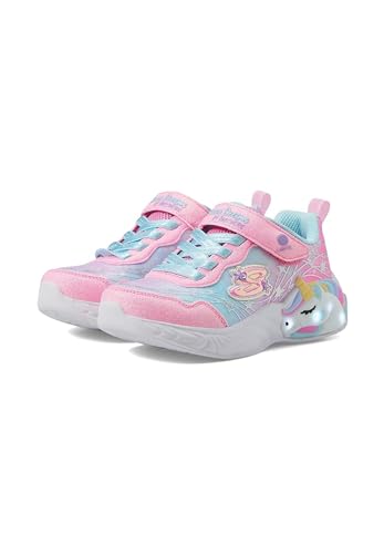 Skechers Girls Sneaker, Pink Sparkle Mesh/Turquoise Trim, 36 EU von Skechers