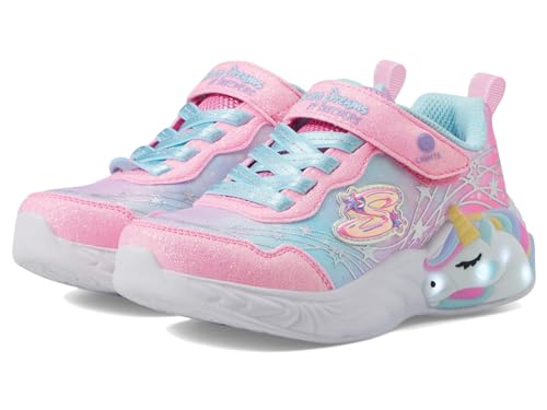 Skechers Girls Sneaker, Pink Sparkle Mesh/Turquoise Trim, 43 EU von Skechers