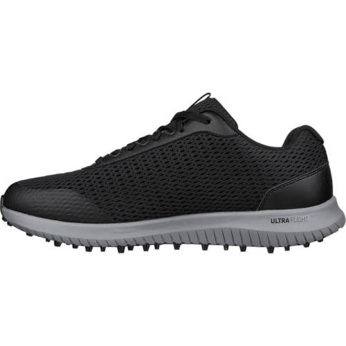 Skechers Herren Elite 5 Range Relaxed Fit Waterproof Spikeless Golf Shoe Sneaker, schwarz/grau, 42 EU von Skechers