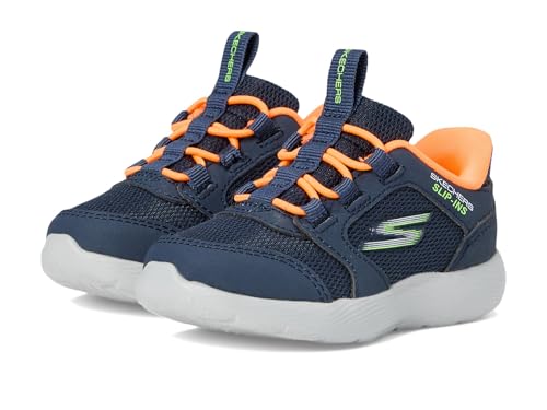 Skechers Dyna-Lite Turbo-Brisk Buddies Sneaker, Navy Synthetic/Textile/Orange & Lime Trim, 24 EU von Skechers