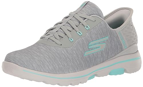 Skechers Damen Go Walk 5 Relaxed Fit Slip-in Golfschuh, Grau/Aqua, 39.5 EU von Skechers