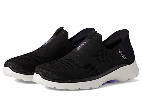 Skechers Damen Go Walk 6 Slip-Ins-Fabulous View Sneaker, Schwarz/Lavender, 37 EU Weit von Skechers