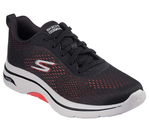 Skechers Go Walk Arch Fit 2.0 Herren-Sneaker, Schwarz/Rot, 45 EU von Skechers