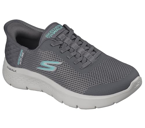 Skechers Go Walk Flex Damen-Sneaker, freihändig, Anthrazit/Türkis, 39.5 EU von Skechers