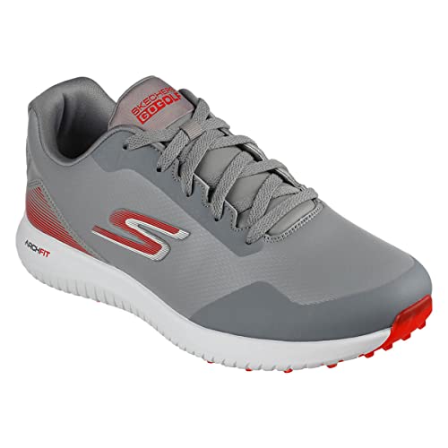 Skechers Herren Max 2 Arch Fit Wasserdichter Stachelfreier Golfschuh Sneaker, Grau, Rot, 41 EU von Skechers