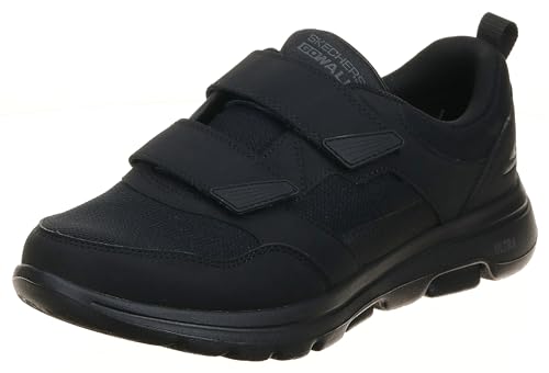 Skechers Herren Gowalk Sportliche Wanderschuhe mit Klettverschluss, Zwei Riemen, luftgekühlter Schaumstoff Sneaker, Schwarz, 45.5 EU X-Weit von Skechers