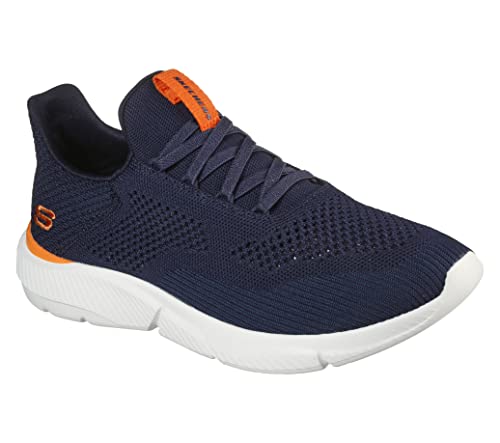 Skechers Herren Ingram Brexie Sportschuhe, Marineblaues gestricktes Netzgewebe, orangefarbener Saum, 41.5 EU von Skechers