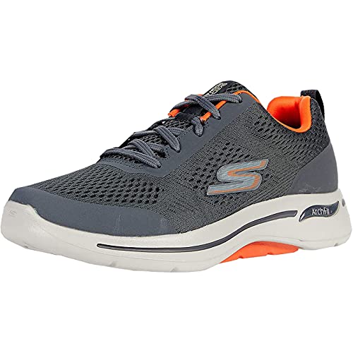 Skechers Herren Go Walk Arch Fit Idyllic Sneaker, Charcoal Textile Synthetic Orange Trim, 42 EU von Skechers