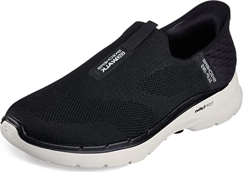 Skechers Herren Slip-ins: Go Walk 6 – Einfach Anzuziehende Wander Sneaker, Black Textile Black Synthetic White Trim, 39.5 EU von Skechers