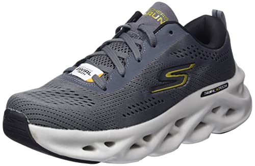 Skechers Herren Go Run Swirl Tech Sneaker, Anthrazit und Schwarz Textil-Synthetik, 39.5 EU von Skechers