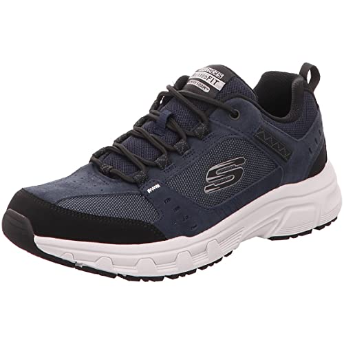 Skechers Herren 51893 NVBK Sneaker, Navy Leather Pu Mesh Schwarz Trim, 44 EU von Skechers