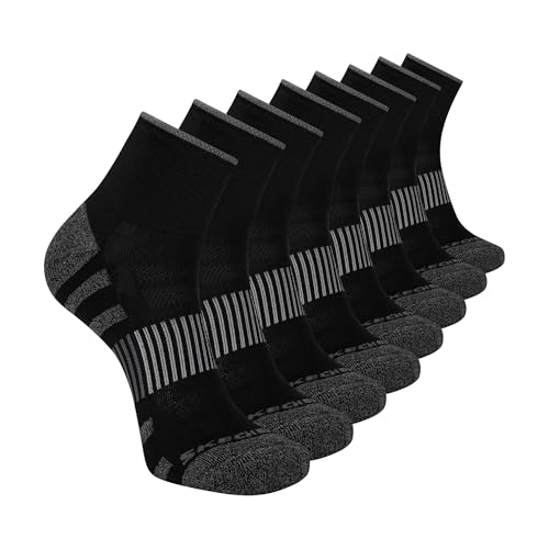 Skechers Herren 8-Pack Work Collection High Quarter Crew, Extra Cushion & Mesh Ventilation Socken, Schwarz, 10-13 von Skechers