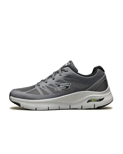 Skechers Herren Arch FIT Charge Back Sneaker, Charcoal Textile/Synthetic/Black Trim, 39 EU von Skechers