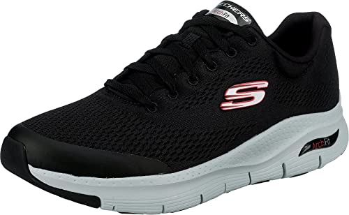 Skechers Herren Arch Fit Sneaker, Black Textile Synthetic Red Trim, 40 EU von Skechers