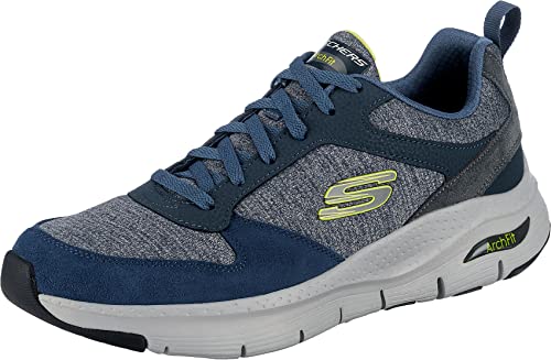 Skechers Herren Sneaker, Navy Leather Mesh Lime Trim, 41 EU von Skechers