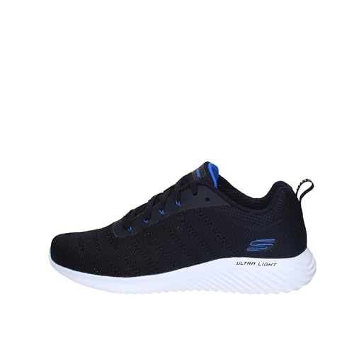 Skechers Herren Bounder FRAZIN Sneaker, Black Knit/Blue Trim, 40 EU von Skechers