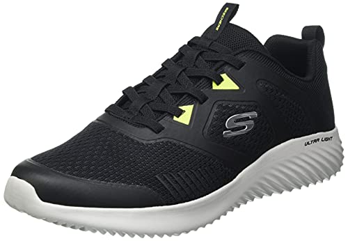 Skechers Herren Bounder High Degree Sneaker, Black Mesh Synthetic Lime Trim, 41 EU von Skechers