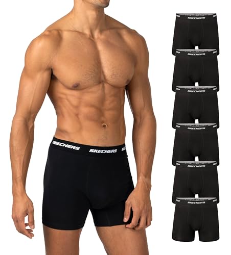Skechers Herren-Boxershorts, 6er-Pack, athletische Passform, feuchtigkeitsableitende Baumwolle mit konturierter Tasche, atmungsaktiv, Multipack, Schwarz, X-Large Skechers Herren-Boxershorts, 6er-Pack, athletische Passform, feuchtigkeitsableitende Baumwolle mit konturierter Tasche, atmungsaktiv, Multipack, Schwarz, X-Large von Skechers