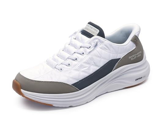Skechers Herren Contour Foam Cozy Fit Sneaker, White Mesh/Duraleather/Taupe Trim, 45 EU Skechers Herren Contour Foam Cozy Fit Sneaker, White Mesh/Duraleather/Taupe Trim, 45 EU von Skechers