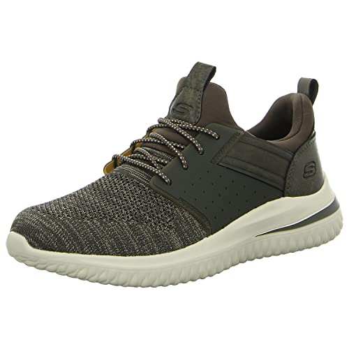 Skechers Herren Delson 3.0 Cicada Sneaker, Olive Knitted Mesh We Synthetic, 44 EU von Skechers