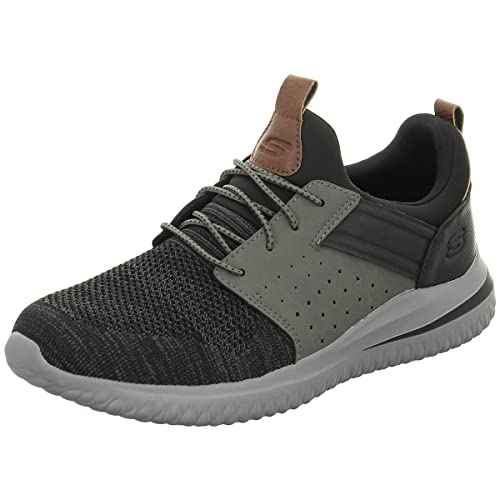 Skechers Herren Delson 3.0 Cicada Sneaker, Black Gray Knitted Mesh W Synthetic, 47.5 EU von Skechers