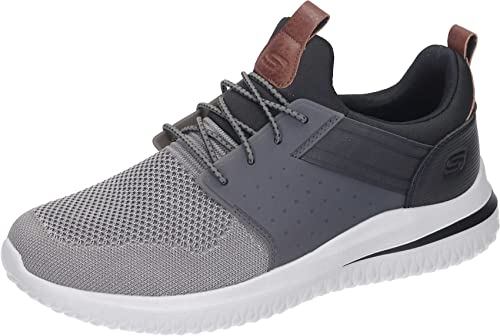 Skechers Herren Delson 3.0 Cicada Sneaker, Gray Black Knitted Mesh W Synthetic, 39.5 EU von Skechers