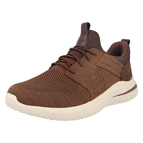 Skechers Herren DELSON 3.0 CICADA Strick Bungee Lace Slip On, Dark Brown Knitted Mesh W/Leather, 42 EU von Skechers