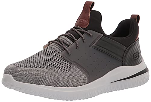 Skechers Herren Delson 3.0-Cicada 210238 Strick Bungee Lace Slip On, Grau/Schwarz, 47.5 EU Weit von Skechers