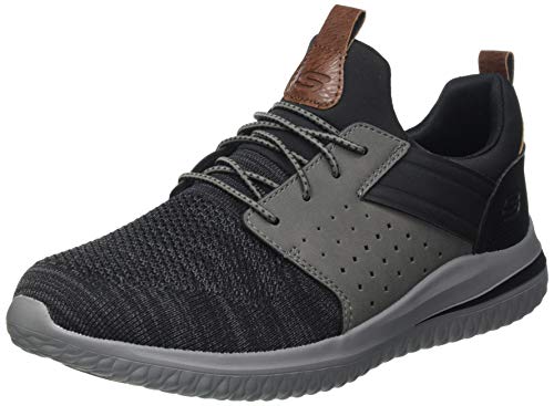 Skechers Herren Delson 3.0-Cicada Strick Bungee Lace Slip On, schwarz/grau, 44 EU Weit von Skechers