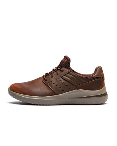 Skechers Herren Delson 3.0 Ezra Sneaker, Dark Brown Leather W Mesh, 42.5 EU von Skechers