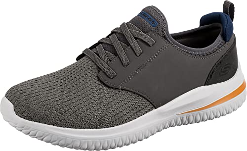 Skechers Herren Delson 3.0 Mooney Runde Zehenpartie, Bungee-Schnür-Slipper, Gray Knitted Mesh, 42 EU von Skechers