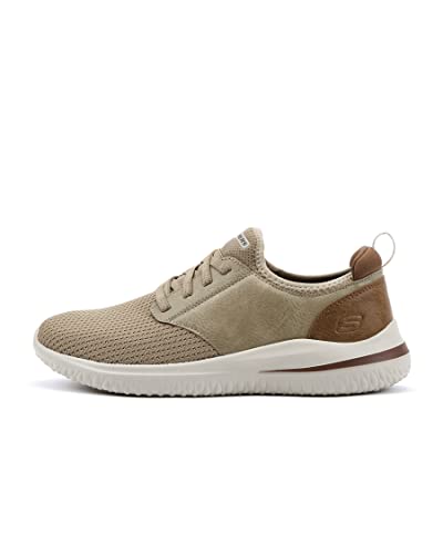 Skechers Herren Delson 3.0 Mooney Runde Zehenpartie, Bungee-Schnür-Slipper, Taupe Knitted Mesh, 42 EU von Skechers