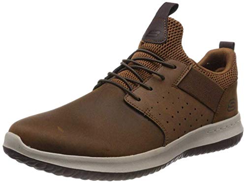 Skechers Herren Delson Axton Sneakers, Dark Brown Leather, 46 EU von Skechers